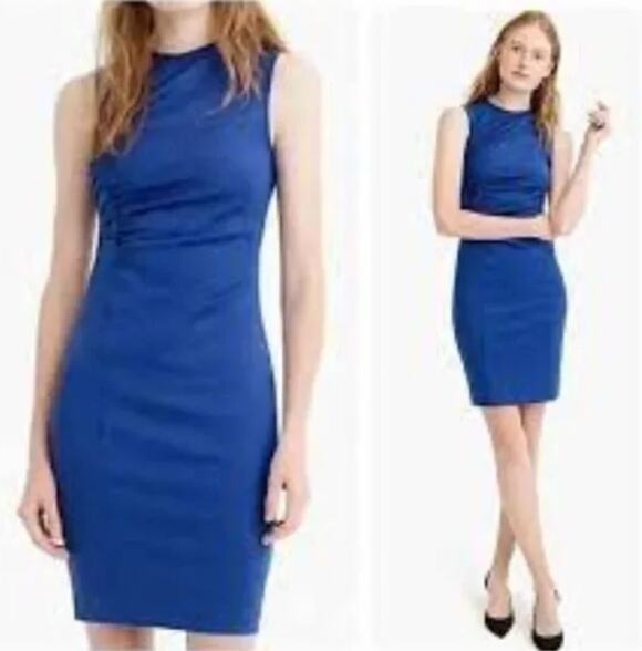 J. Crew Dresses & Skirts - J. Crew 365 Ruched Ponte Sheath Dress Blue K2197 Size 2